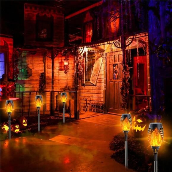 12-Pack Orange Solar Halloween Lights Outdoor for Halloween Decorations - Picture 4 of 12